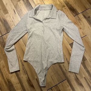 American Eagle Outfitters Light Gray Bodysuit